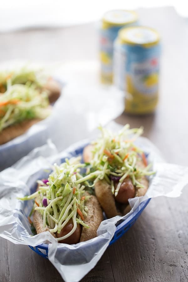 Chicken Sausage with broccoli slaw! lemonsforlulu.com