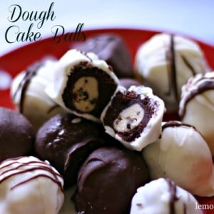 Rich chocolate cake balls with a creamy, egg free cookie dough center! lemonsforulu.com