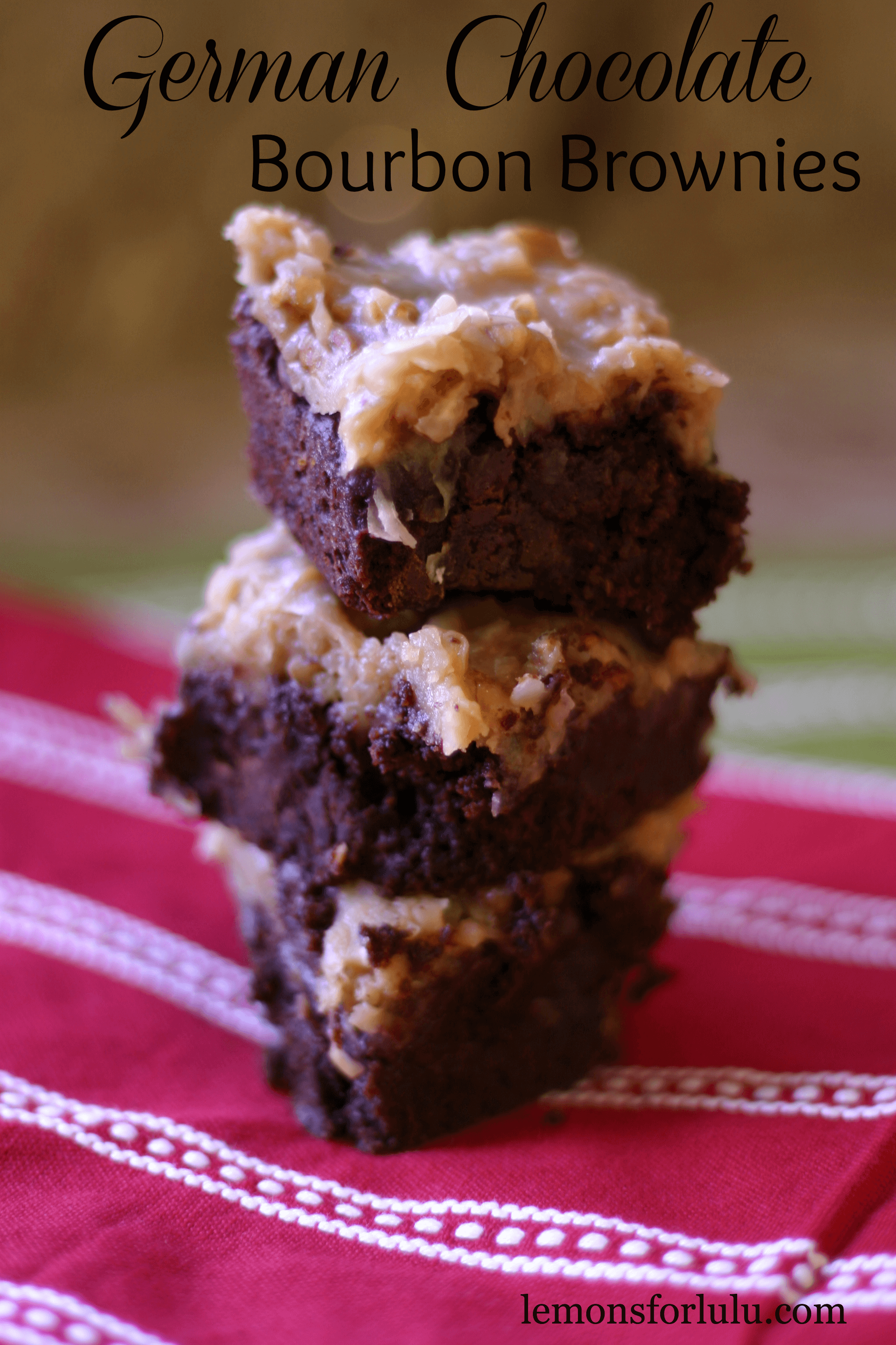 German Chocolate Bourbon Brownies