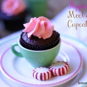 Two bite chocolate and mocha cupcakes with a sweet peppermint buttercream! lemonsforlulu.com