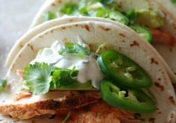 Salmon Tacos with Jalapeno Cream