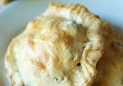 A savory hand pie filled with ground beef, veggies and Greek seasoning