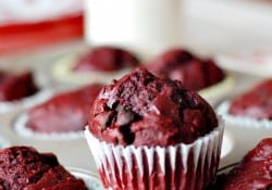 Triple chocolate red velvet muffins! www.lemonsforlulu.com