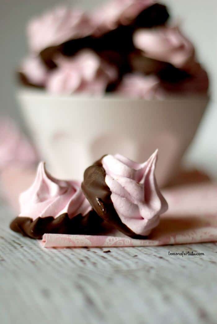 Chocolate Dipped Cherry Meringues #valentinesday