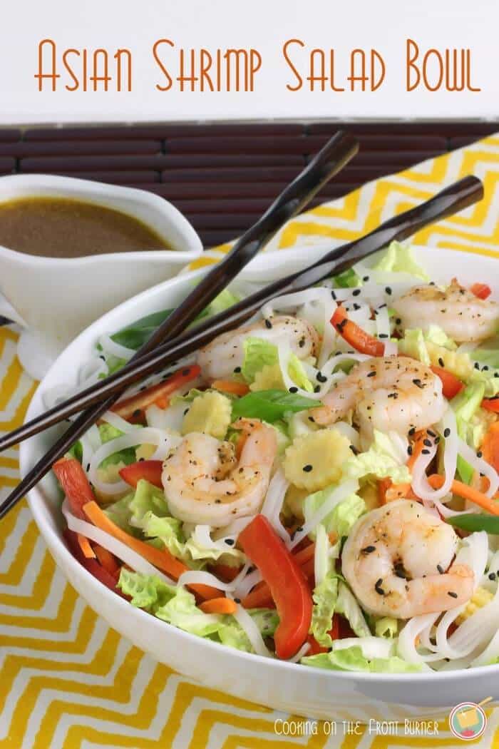 Asian Shrimp Salad Bowl via Cooking on the Front Burner; Meal Plans Made Simple