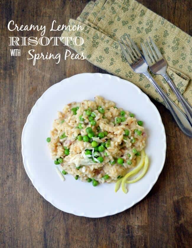 Creamy Lemon Risotto with Spring Peas via Sugar Dish Me; Meal Plans Made Simple