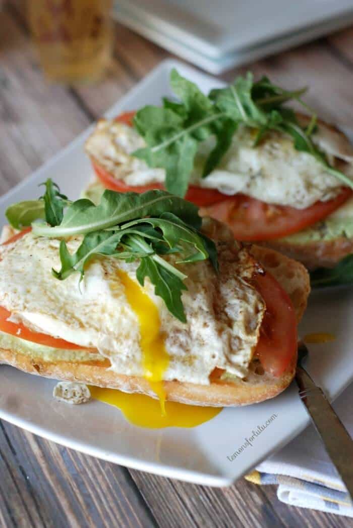 Open Faced Fried Eggs and Edamame Sandwich via Lemons for Lulu; Meal Plans Made Simple