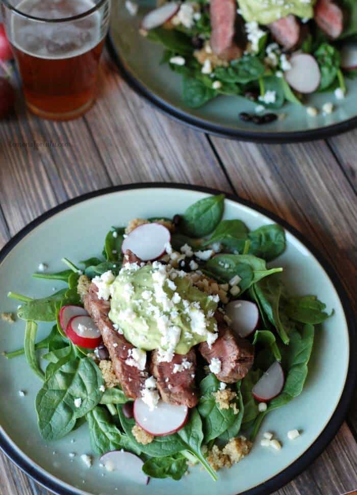 Steak Salad with Avocado Dressing via Lemons for Lulu; Meal Plans Made Simple