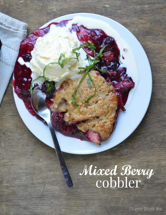 Mixed Berry Cobbler via www.sugardishme.com on Meal Plans Made Simple