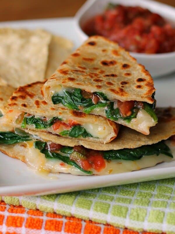 Spicy Spinach Quesadillas via The Weary Chef; Meal Plans Made Simple