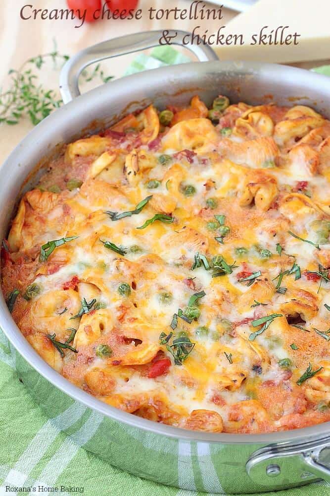 Creamy Cheese Tortellini and Chicken Skillet via Roxana's Home Baking; Meal Plans Made Simple