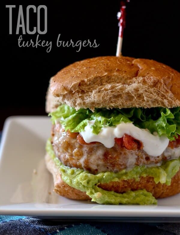 Taco Turkey Burgers via Rachel Cooks; Meal Plans Made Simple