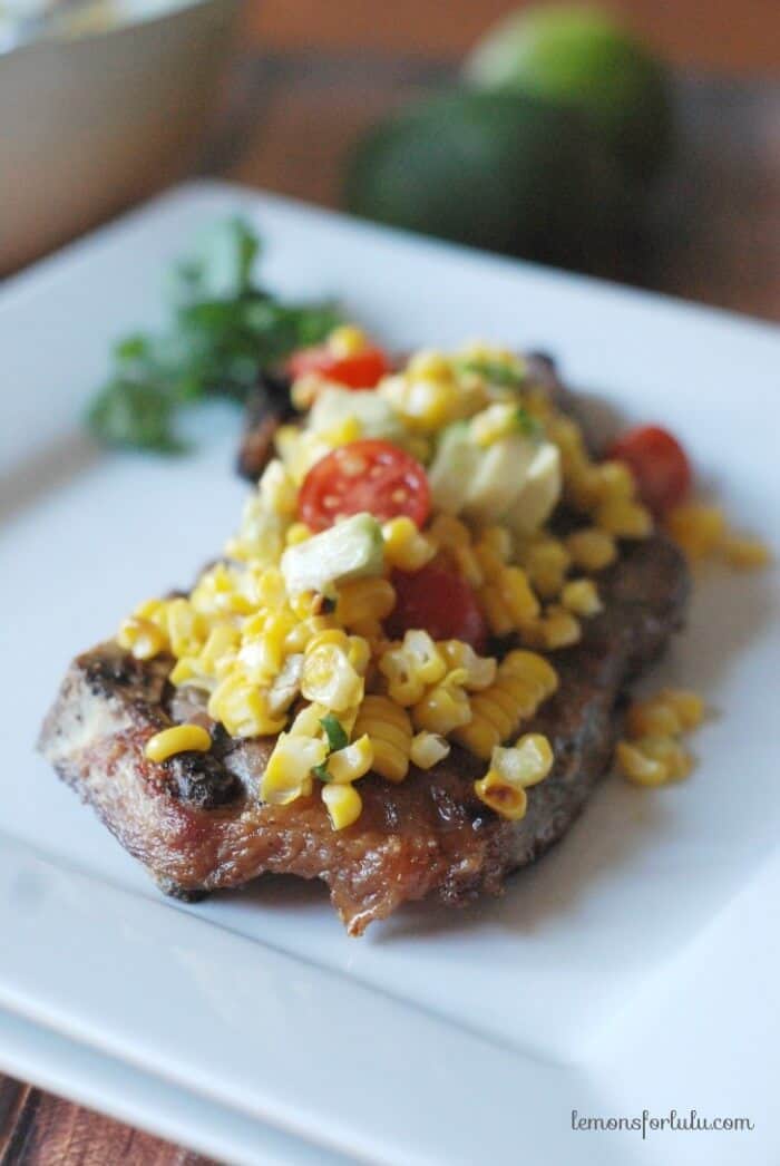 Corn salsa with a little char makes the perfect cumin steak topping! www.lemonsforlulu.com