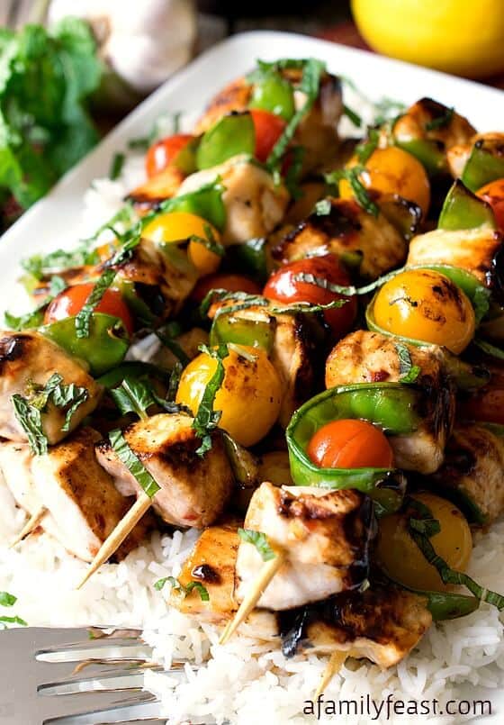 Swordfish Kebabs via A Family Feast on Meal Plans Made Simple