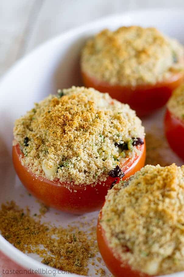Cheesy Italian Stuffed Tomatoes via Taste and Tell on Meal Plans Made Simple