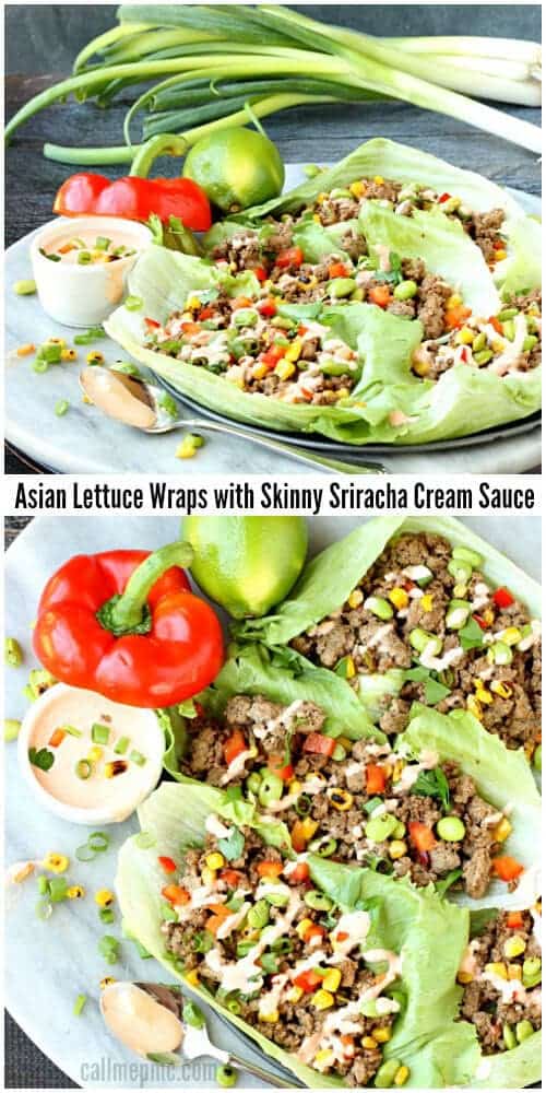 Asian Lettuce Wraps with Skinny Sriracha Cream Sauce by Call Me PmC on Meal Plans Made Simple