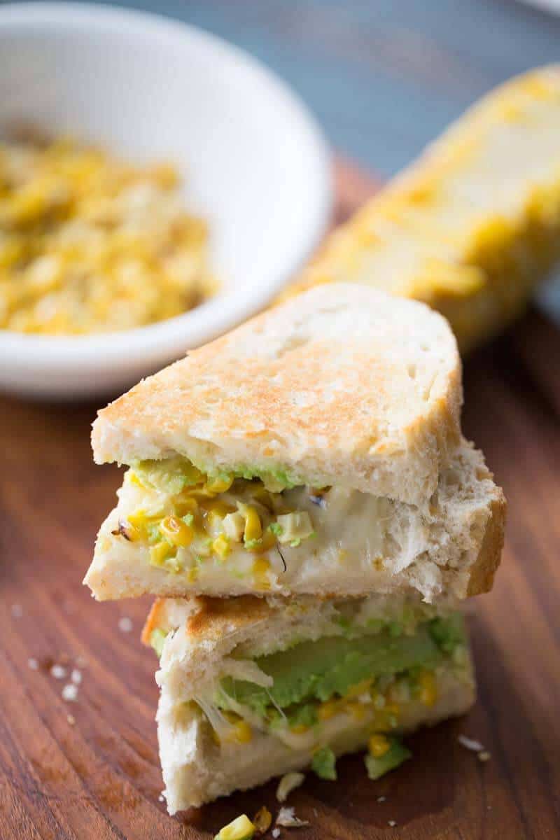 Roasted Corn & Avocado Grilled Cheese Sandwich