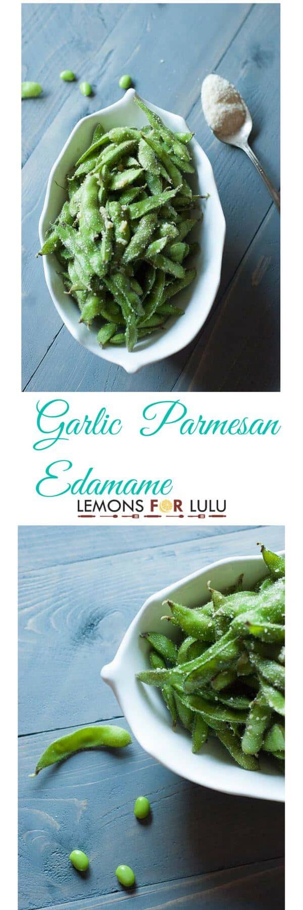 Garlic Parmesan Edamame Lemons for Lulu Food and Recipe Blog