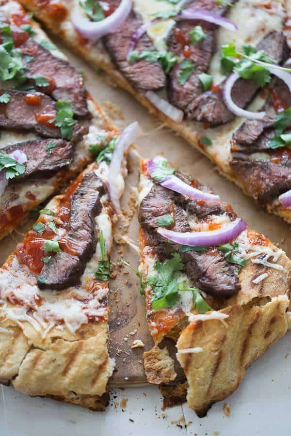 BBQ Steak Over Beer Pizza Crust