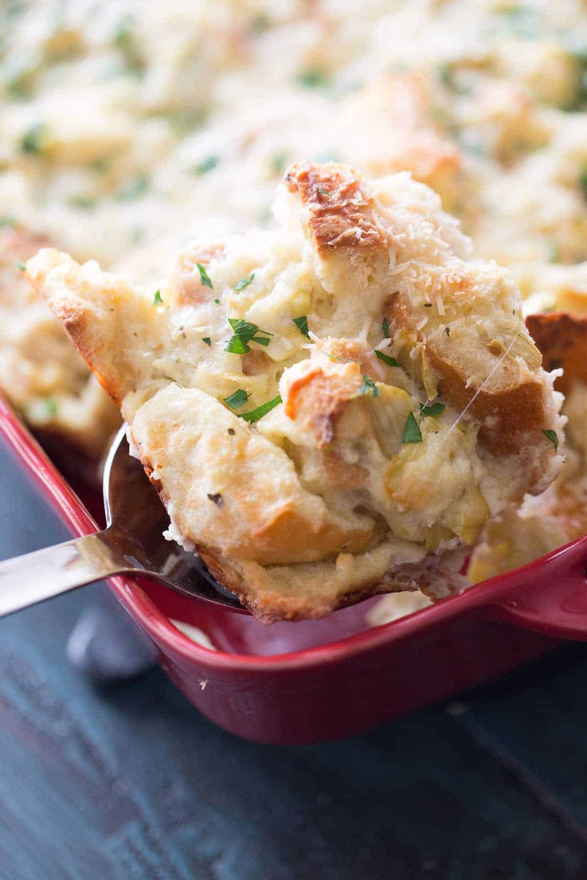 Savory Bread Pudding with Lemon and Artichokes