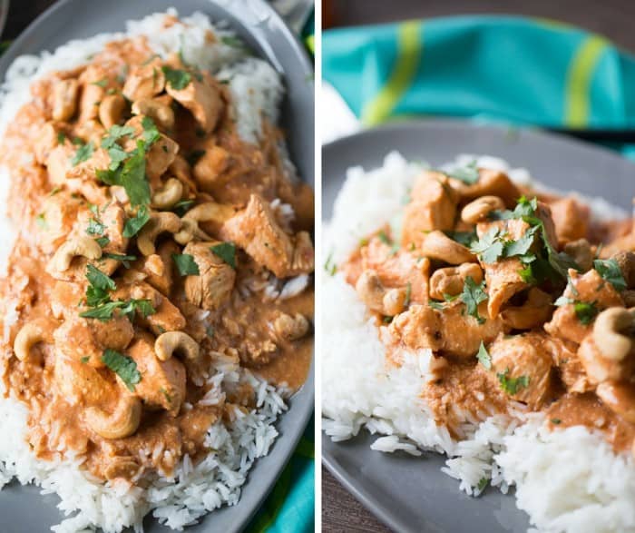 Unbelievably easy and quick chicken curry recipe! This dish is made with cashews, cashew milk, spices and a hand of pantry staples! Itâ€™s so good, it will surely become a favorite! lemonsforlulu.com