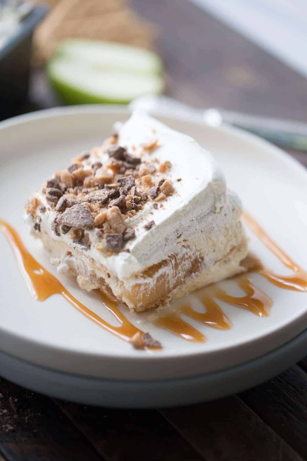 Toffee Apple Eclair Cake - LemonsforLulu.com