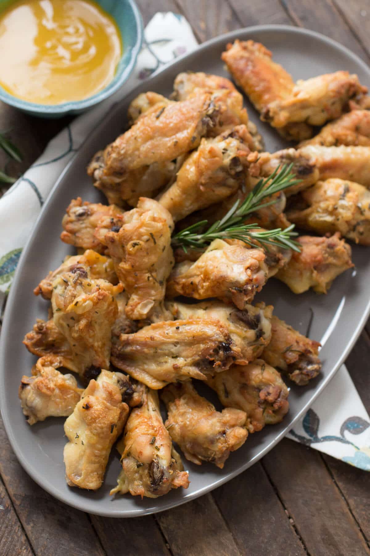 Crispy Baked Chicken Wings with Carolina Mustard Sauce - LemonsforLulu.com