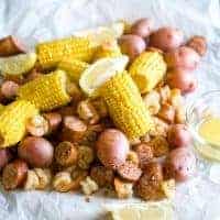 Shrimp boil on paper