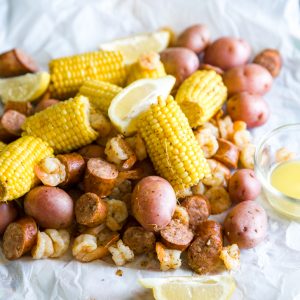 Shrimp boil on paper