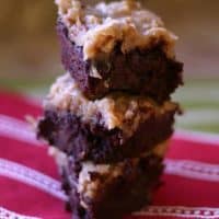 Bourbon steals the show in this super chocolate brownie! Coconut and pecans are folded into a caramel frosting! lemonsforlulu.com