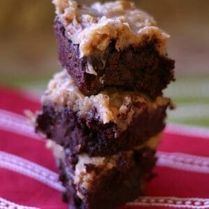 Bourbon steals the show in this super chocolate brownie! Coconut and pecans are folded into a caramel frosting! lemonsforlulu.com