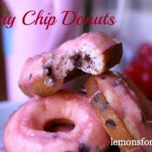 Simple cherry flavored donuts with chocolate chips. www.lemonsforlulu.com