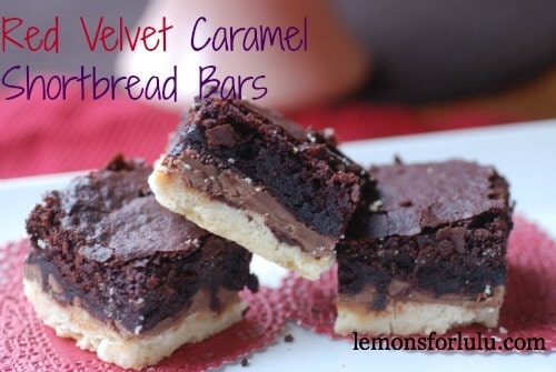 Red Velvet Caramel Shortbread Bars