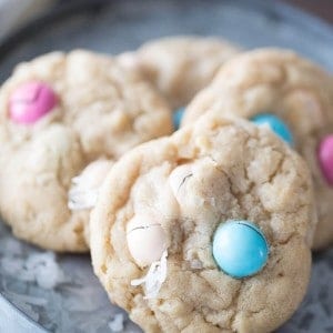 Easy coconut cookies made with candy pieces for the holiday!