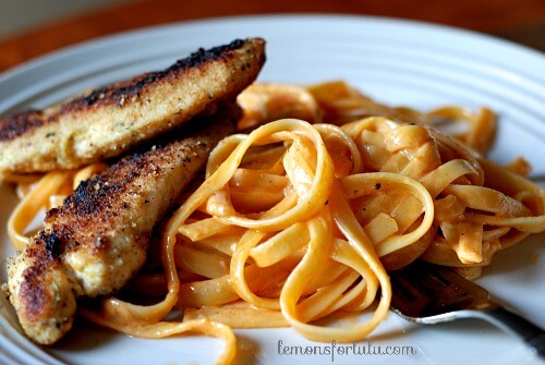 Chicken with Buffalo Fettucine Alfredo