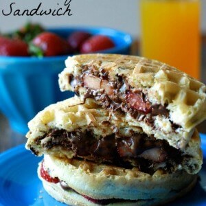 Nutella and Strawberry Waffle Sandwich