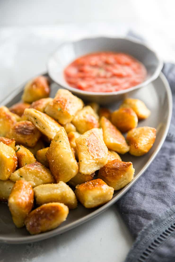 Homemade Parmesan Soft Pretzel Bites with Marinara Dipping Sauce