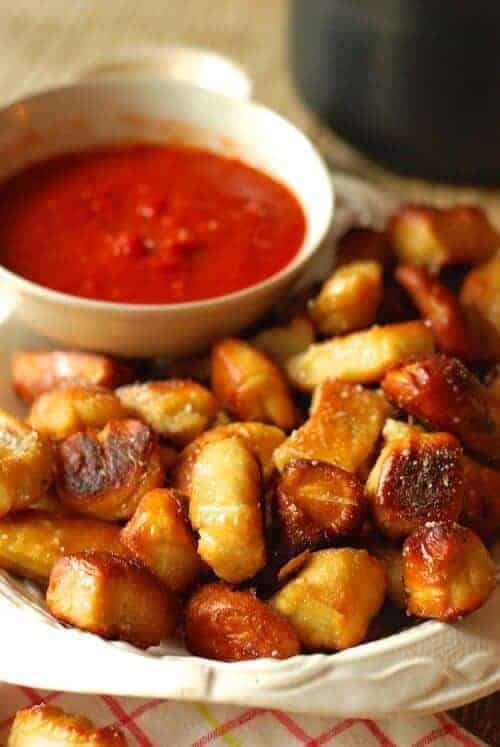 Parmesan Homemade Pretzel Bites w/ Marinara Dipping Sauce