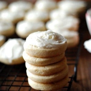 Eggnog sugar cookies are cake-like sugar cookies, iced with spiced eggnog buttercream! | www.lemonsforlulu.com