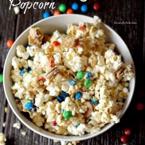 M & M mixed with popcorn, chocolate, and peanut butter! www.lemonsforlulu.com