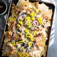 BBQ Chicken Nachos whole pan