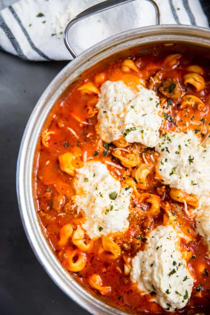 30 Minute Tortellini Skillet Lasagna