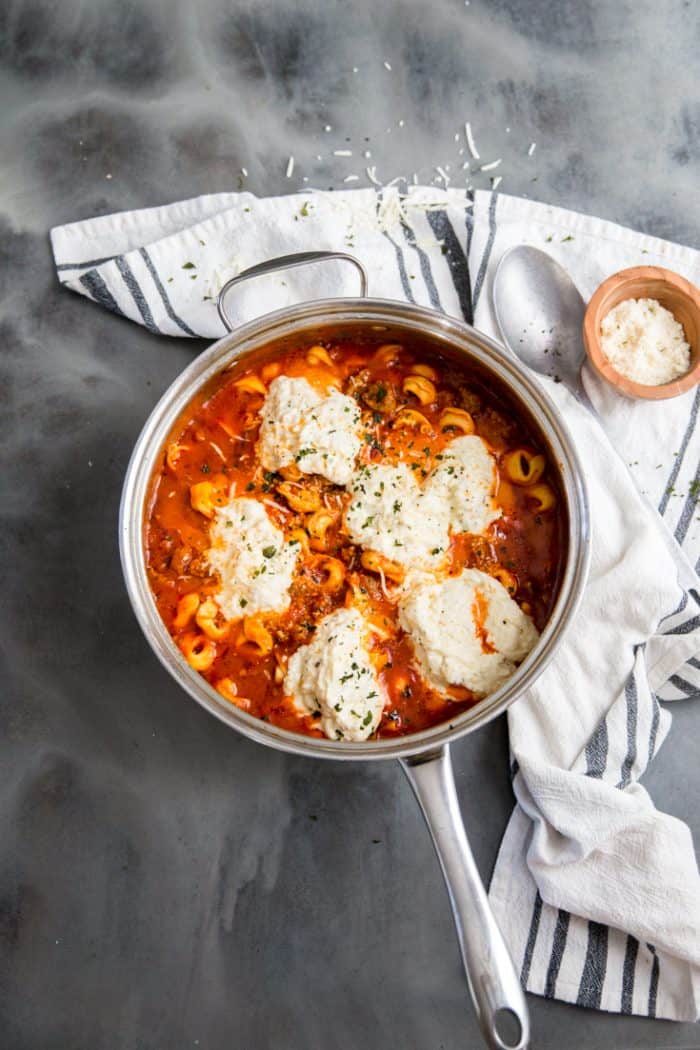 30 Minute Tortellini Skillet Lasagna