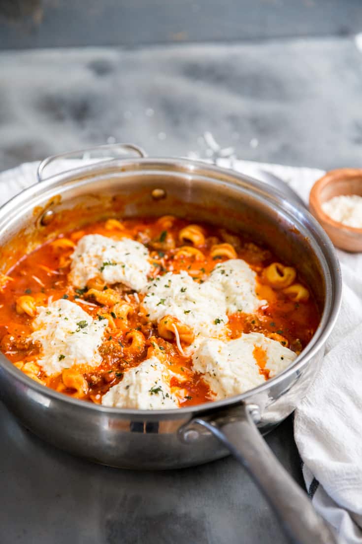 30 Minute Tortellini Skillet Lasagna