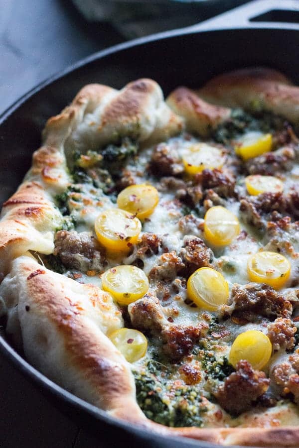 Sausage & Kale Pesto Pizza