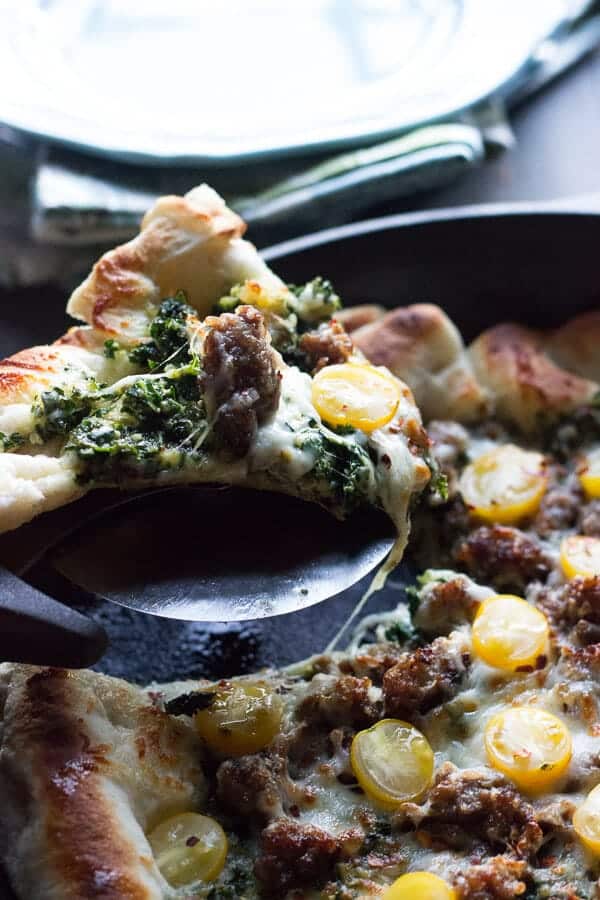 Sausage & Kale Pesto Pizza
