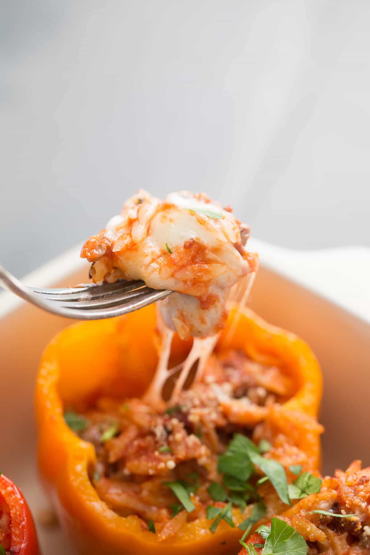 Italian Stuffed Peppers with Sausage and Orzo