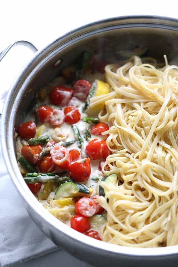 Pasta Primavera Recipe with Salmon - LemonsforLulu.com