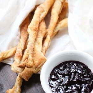 Lemon scented puff pastry with a simple blueberry sauce! lemonsforlulu.com
