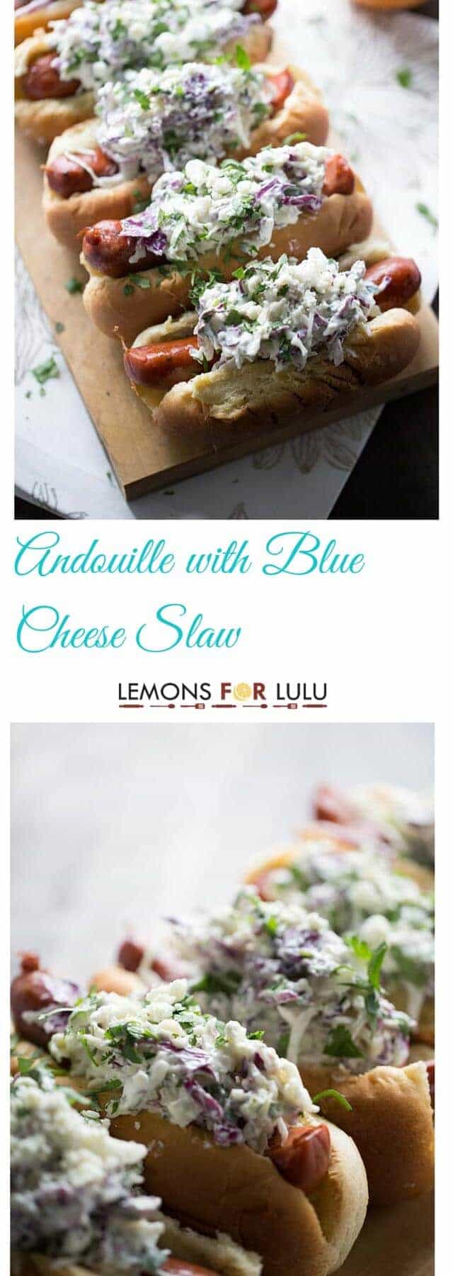 andouille sausage with blue cheese coleslaw